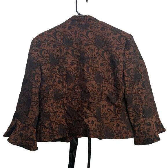 Joseph Ribkoff Trends Brown Floral Open Front Evening Jacket L - Picture 4 of 12